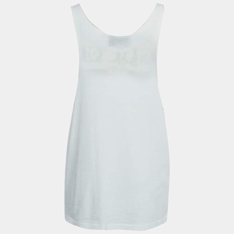 White Logo-print cotton tank top, Gucci