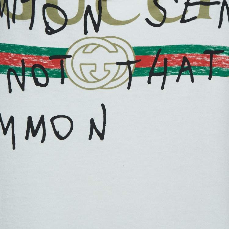 Pre Owned Gucci White Graffiti Logo Print Cotton Tank Top XS