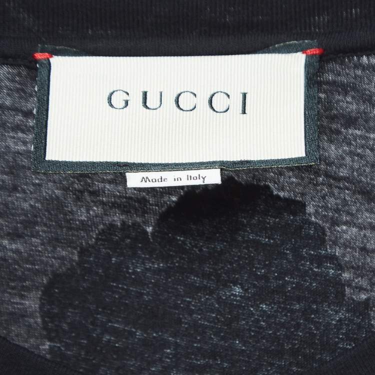 Pre Owned Gucci Black Chateau Marmont Print Cotton T-Shirt S