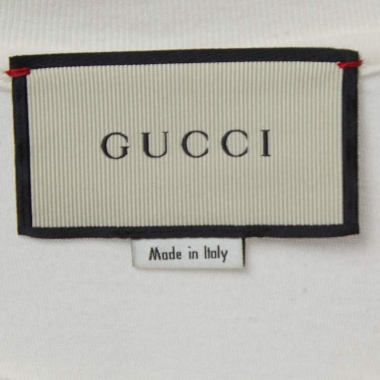 Pre Owned Gucci Off White Graphic Print Cotton T-Shirt S