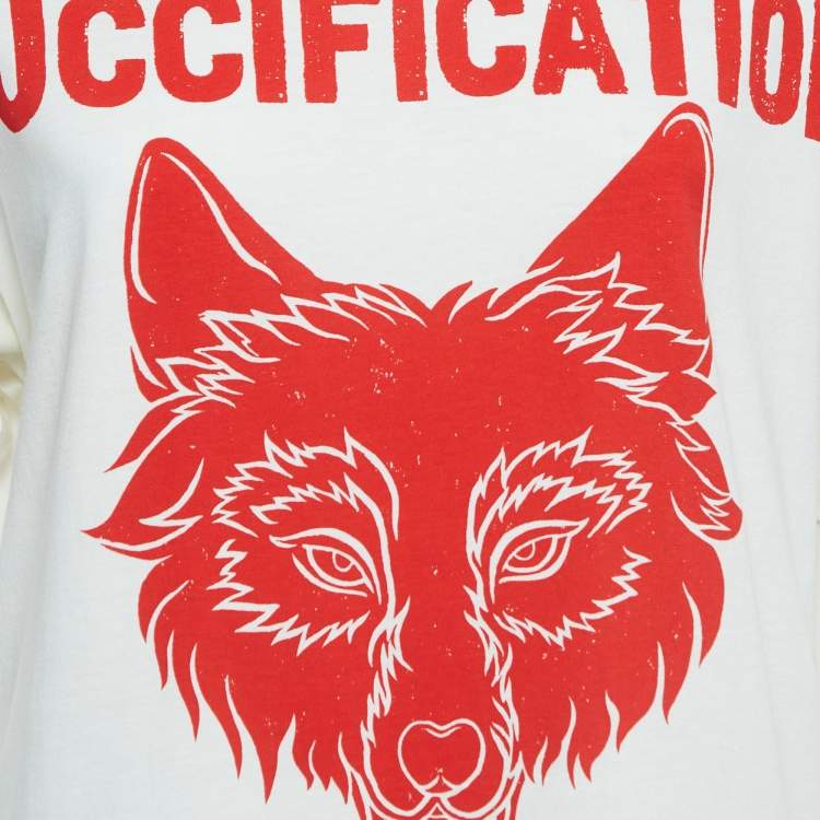 Pre Owned Gucci White Graphic Print Cotton T-Shirt S