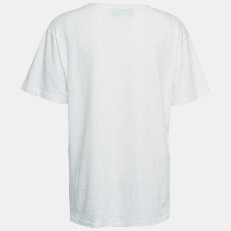Pre Owned Gucci White Graphic Print Cotton T-Shirt S