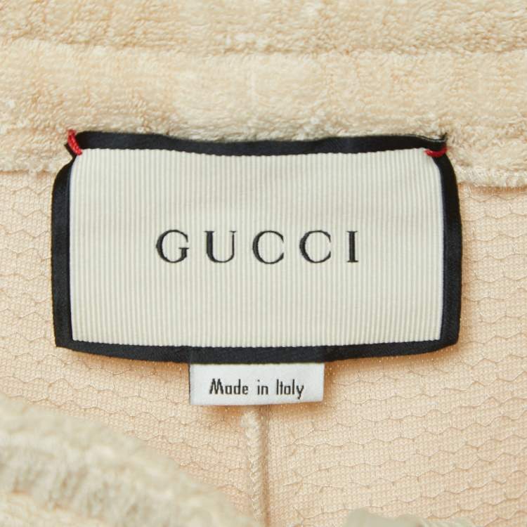 Pre Owned Gucci Beige Sequined Cotton Drawstring Joggers L