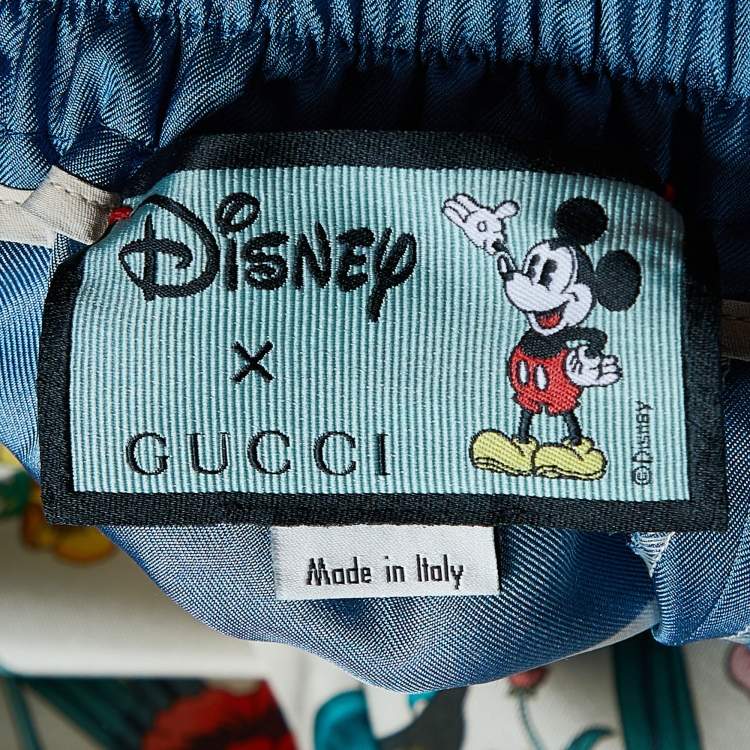 Pre Owned Gucci x Disney Multicolor Printed Silk Wide Leg Pants S