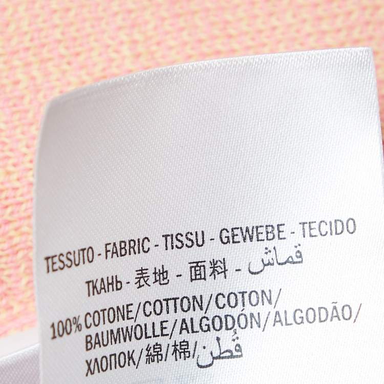 Pre Owned Gucci Pink/Yellow Logo Jacquard Knit Top XXS