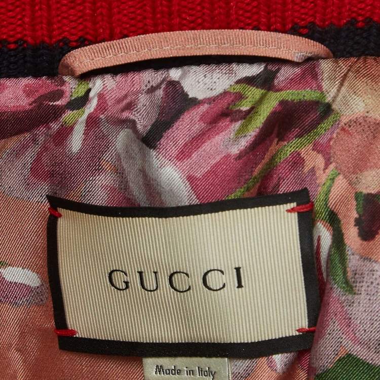 Pre Owned Gucci Silver Metallic Crinkle Leather Bomber Jacket L