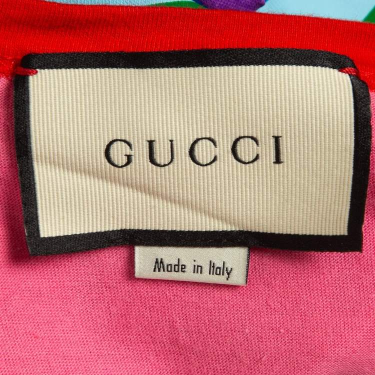 Pre Owned Gucci Pink Rainbow Print Cotton T-Shirt XS