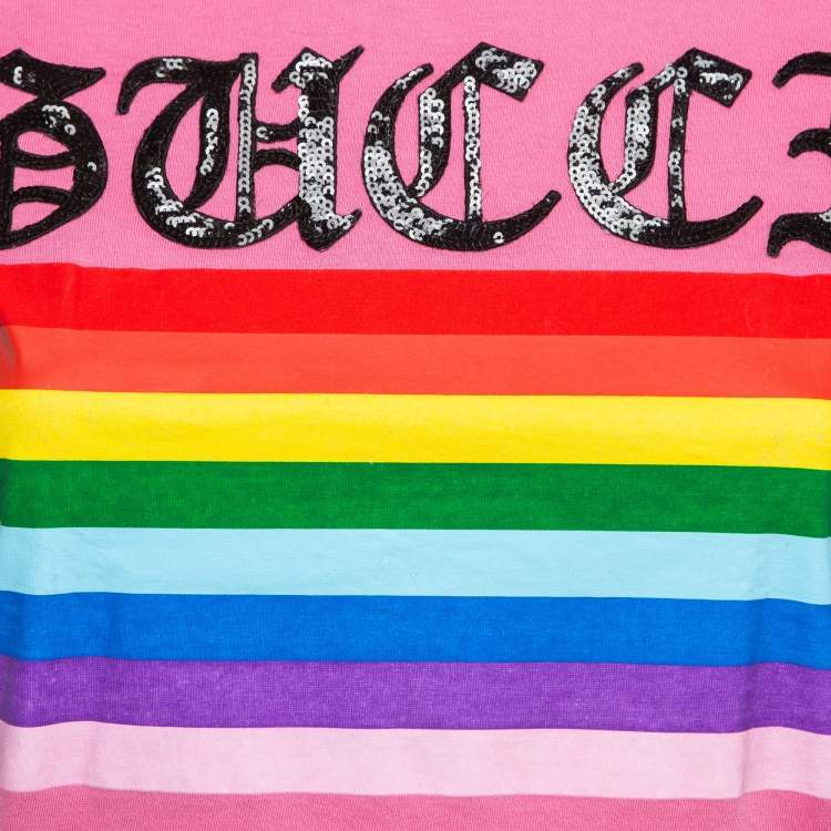 Pre Owned Gucci Pink Rainbow Print Cotton T-Shirt XS