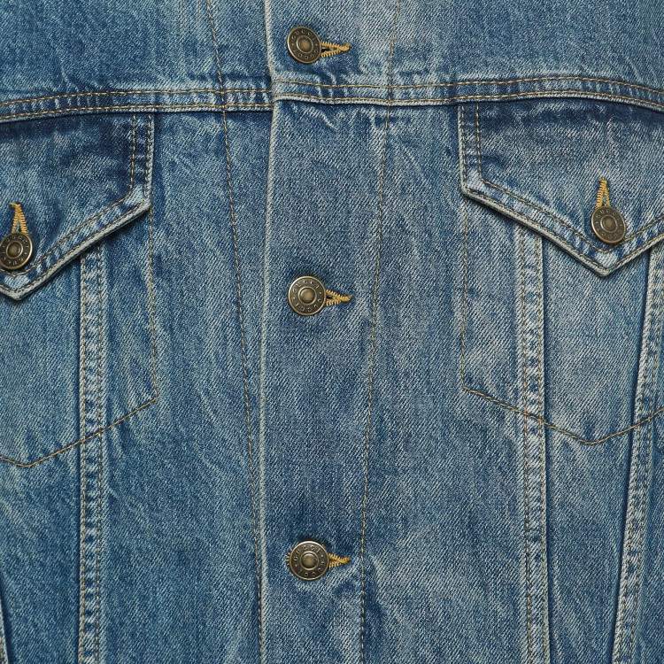Pre Owned Gucci Blue Japanese Embroidered Denim Jacket L