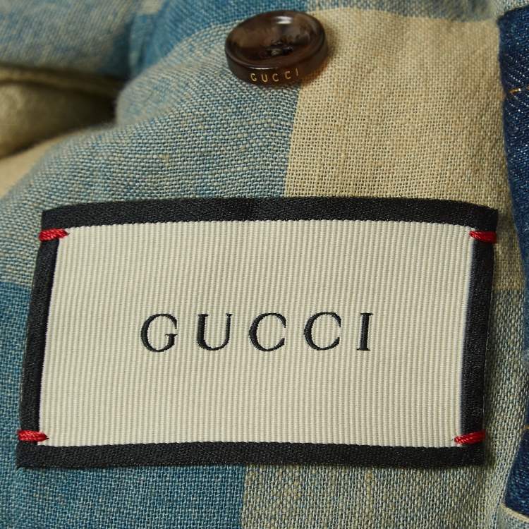 Pre Owned Gucci Blue Japanese Embroidered Denim Jacket L