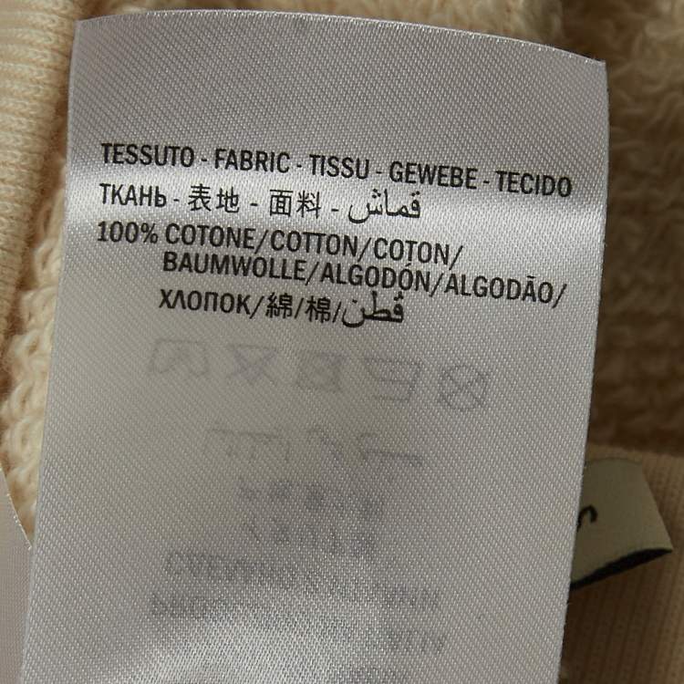 Pre Owned Gucci Off-White Printed Cotton Zipper Detail Sweatshirt S
