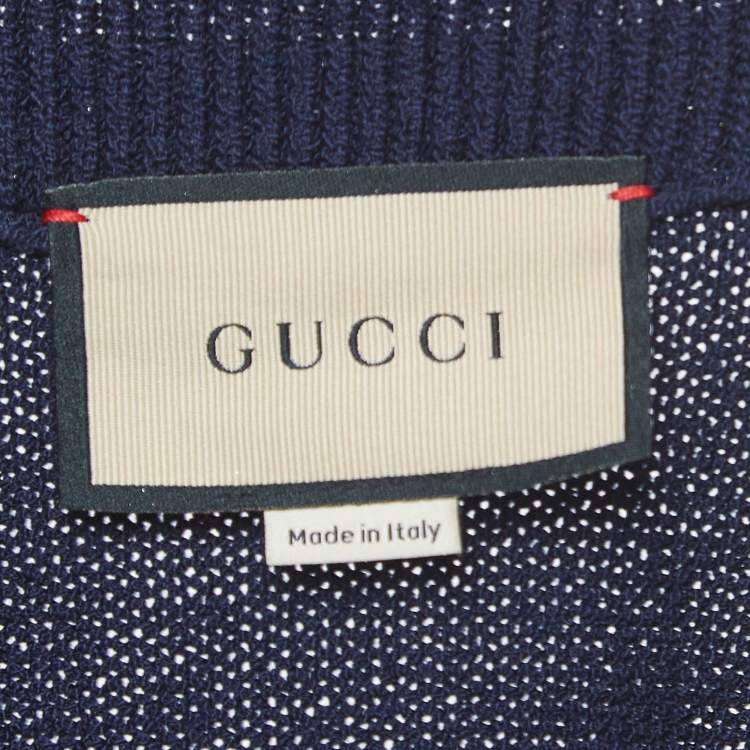 Pre Owned Gucci Navy Blue Knit Polo Midi Dress XXL