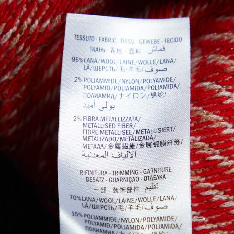 مملوكة مسبقًا Gucci Red GG Striped Lurex Wool Knit Oversized Sweater S