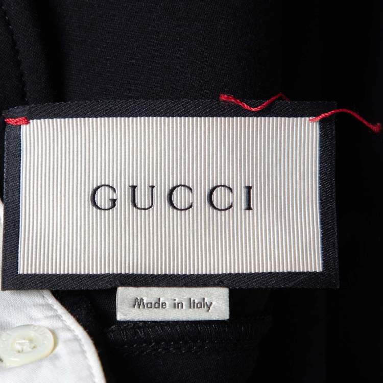 Pre Owned Gucci Black Strawberry Embellished Fleece Cotton Long Sleeve Top M