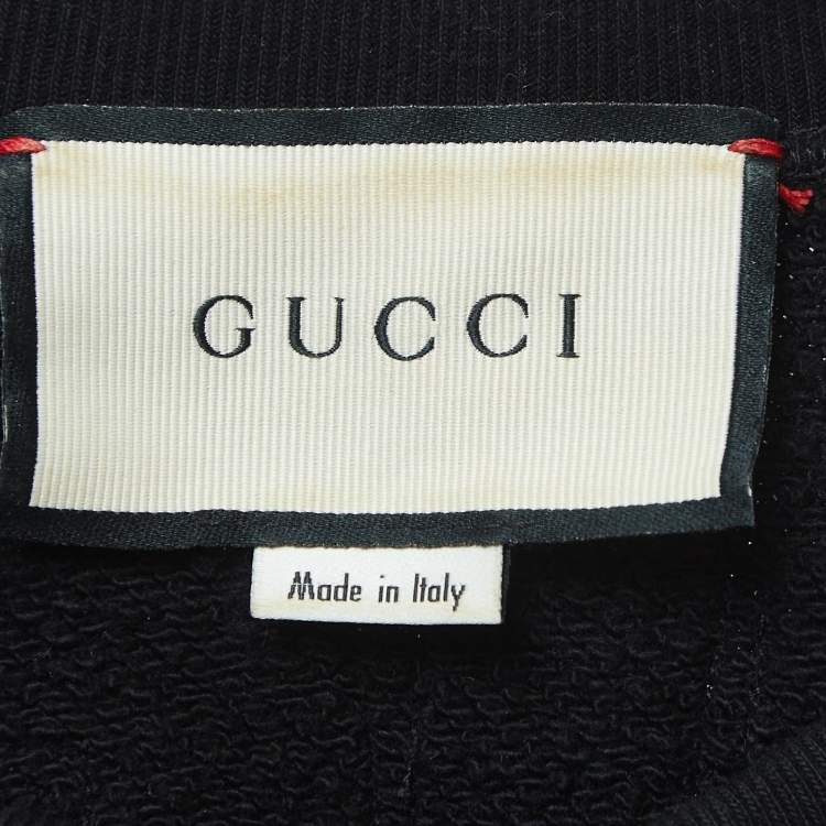 Pre Owned Gucci Black Dogs Embroidered Cotton Sweatshirt S