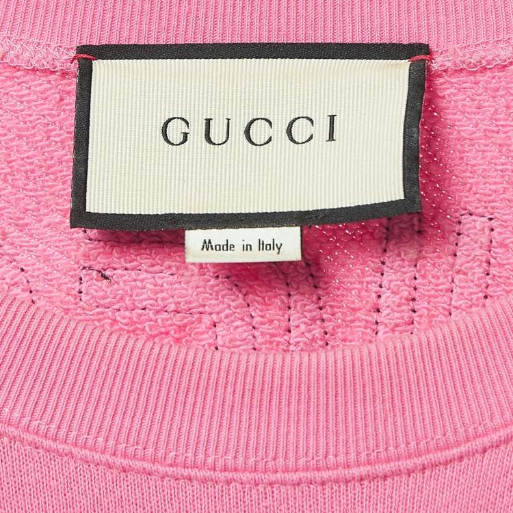 Pre Owned Gucci Pink Dogs Print Cotton Sweatshirt XS