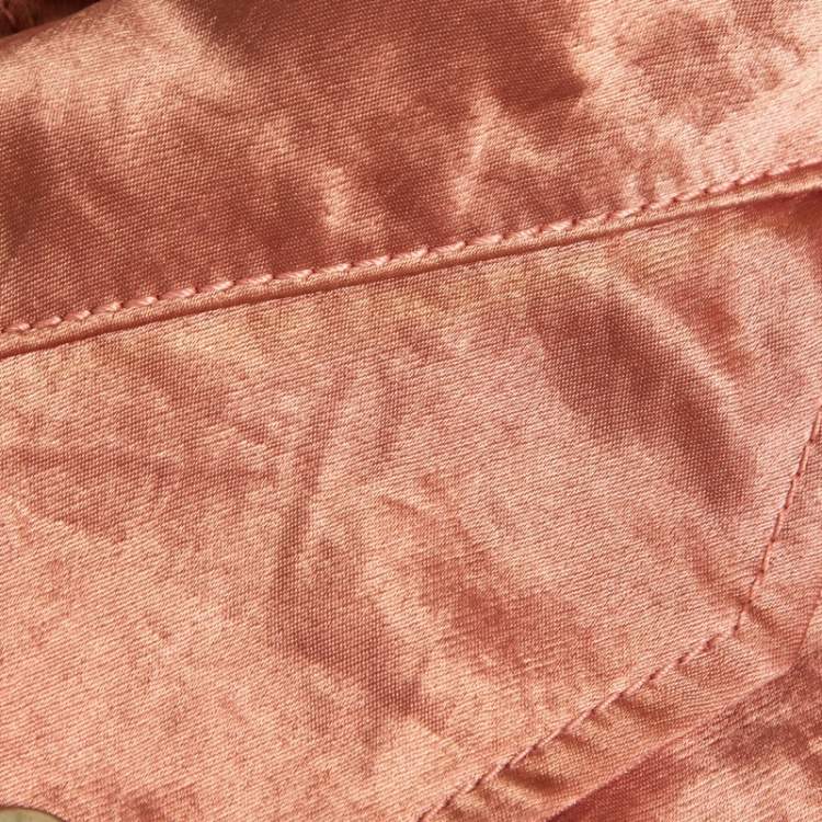 Pre Owned Gucci Pink  Floral Sequin Embroidered Satin Bomber Jacket M
