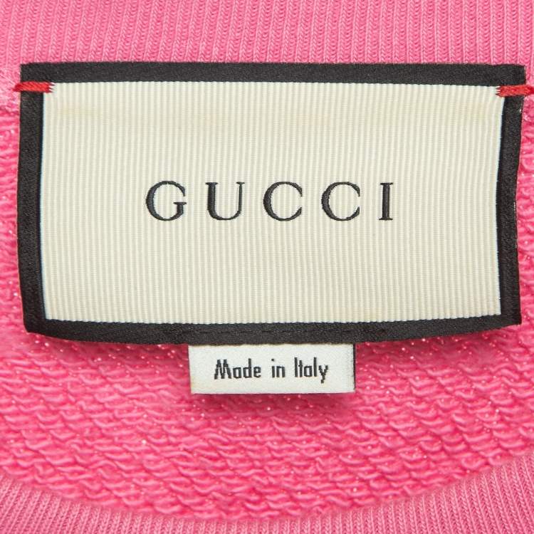 Pre Owned Gucci Pink Blind For Love Print Cotton Knit Sweatshirt XS