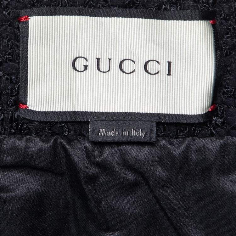 Pre Owned Gucci Black Tweed Contrast Trim Detailed Mini Skirt S