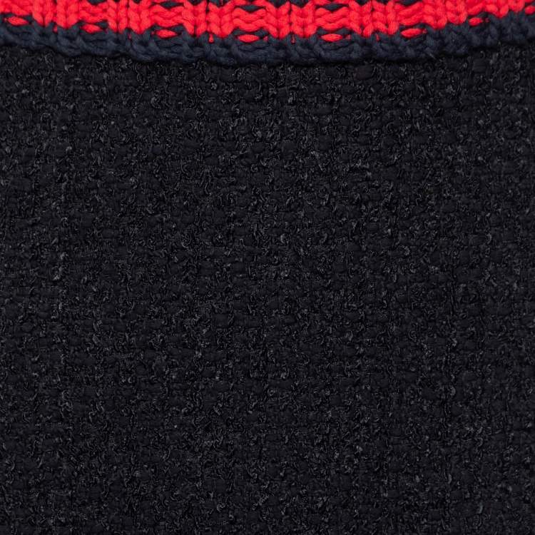 Pre Owned Gucci Black Tweed Contrast Trim Detailed Mini Skirt S
