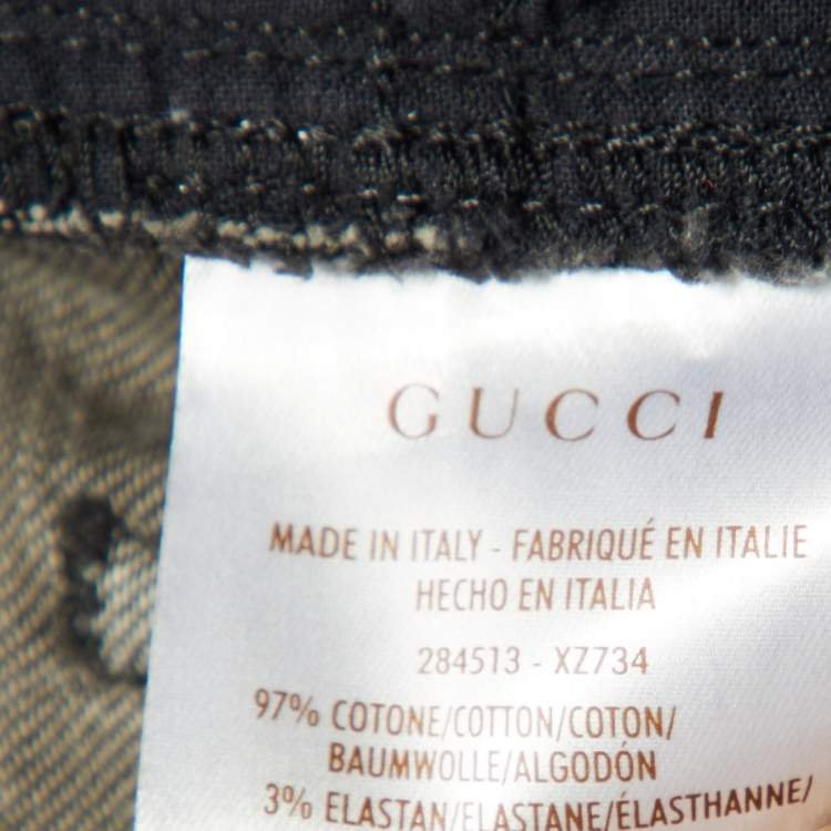 Pre Owned Gucci Black Washed Denim Legging Jeans S/Waist 31"