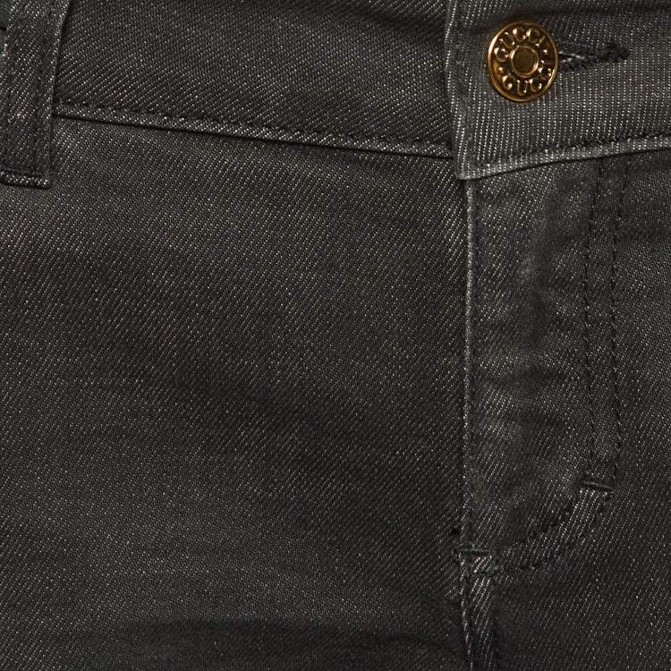 Pre Owned Gucci Black Washed Denim Legging Jeans S/Waist 31"