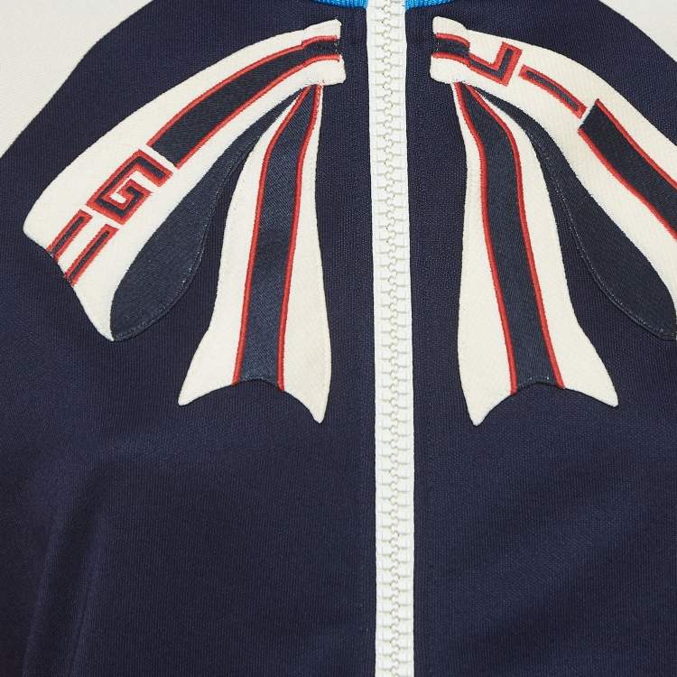 Pre Owned Gucci Navy Blue/Red Technical Jersey Tracksuit Set XS