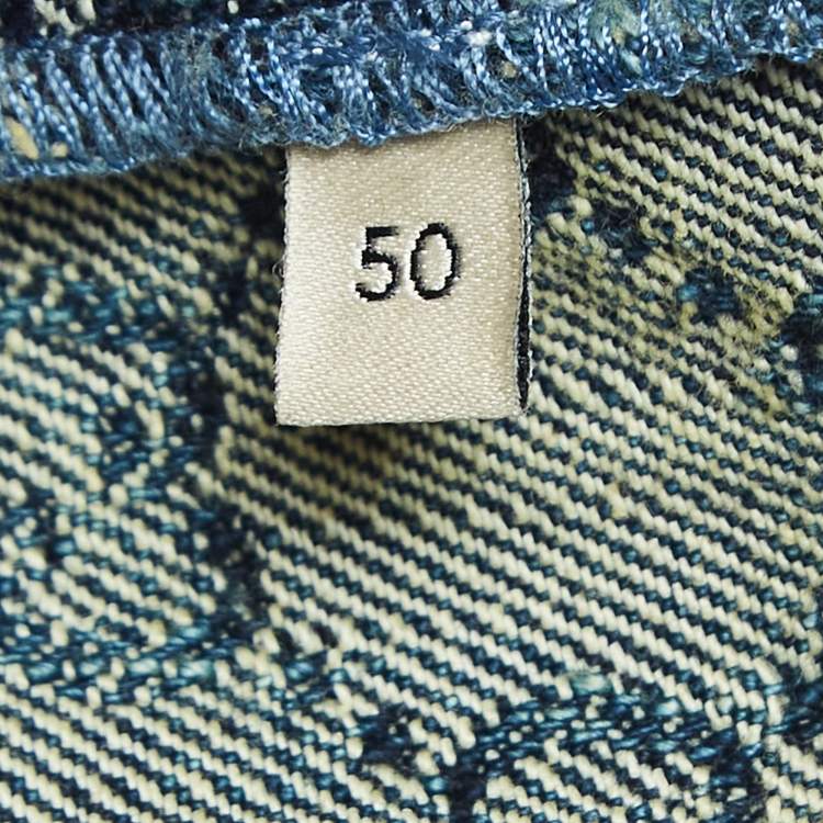 Pre Owned Gucci Blue GG Jacquard Washed Denim Crystal Embellished Shirt XL