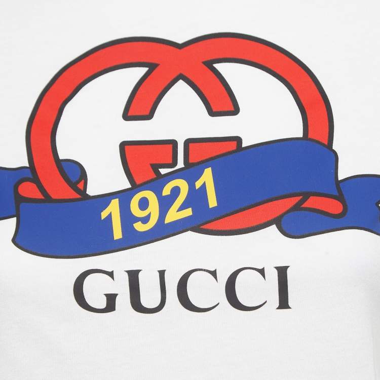 Pre Owned Gucci White Interlocking G Print Cotton Crop T-Shirt XS