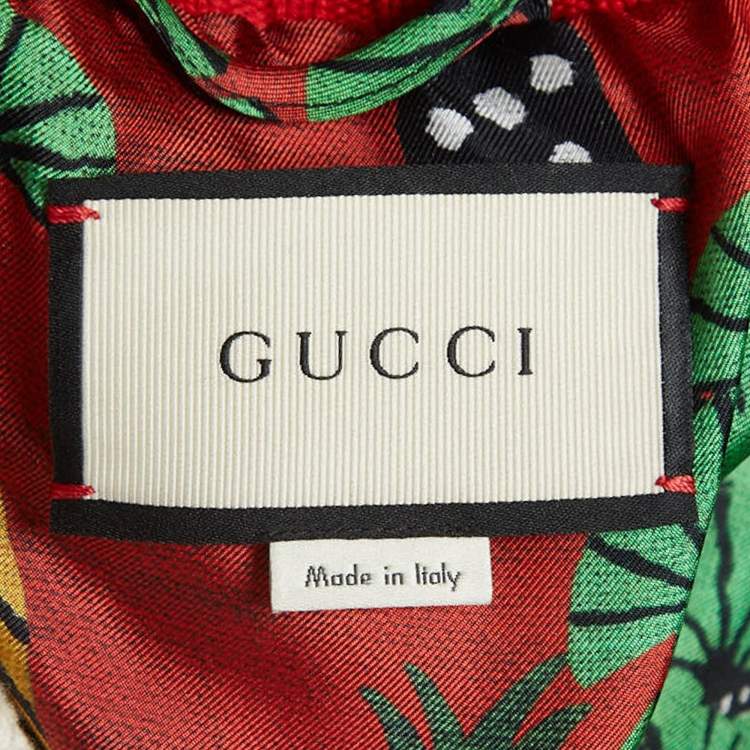 Pre Owned Gucci Black Blind For Love Embroidered Leather Bomber Jacket L