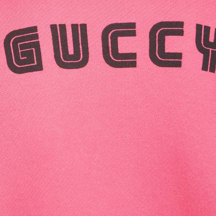 Pre Owned Gucci X Elton John Pink Heart Sequin Embellished Cotton Sweatshirt S