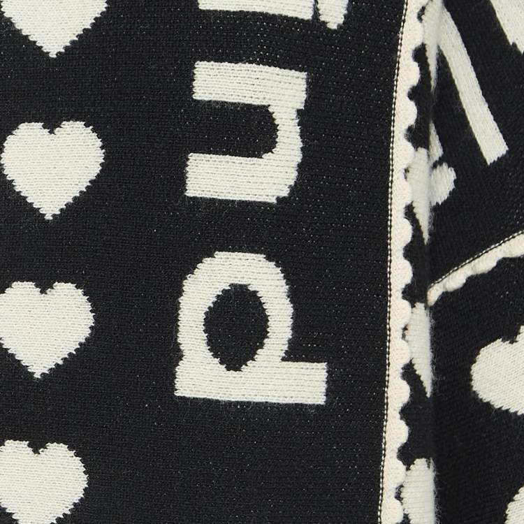 Pre Owned Gucci Black 'Blind for Love' Jacquard Knit Oversized Coat One Size