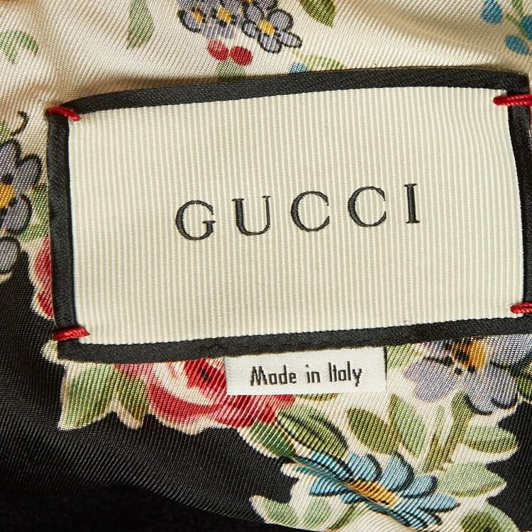 Pre Owned Gucci Black 'Blind for Love' Jacquard Knit Oversized Coat One Size