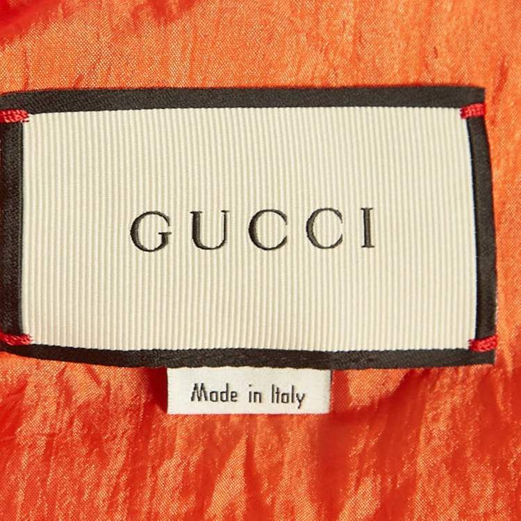 Pre Owned Gucci Pink Nylon Applique Detail Bomber Jacket S