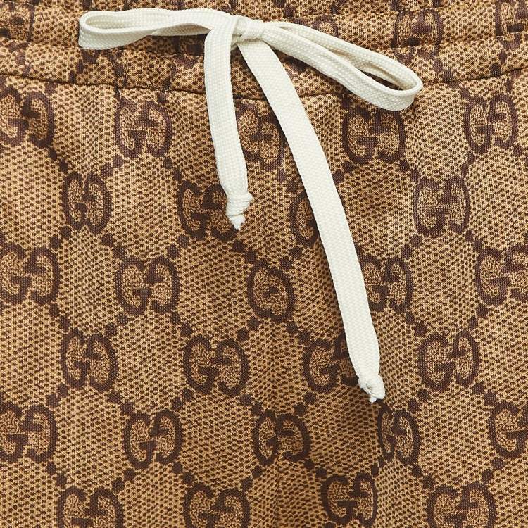 Pre Owned Gucci Brown GG Monogram Technical Jersey Track Pants M
