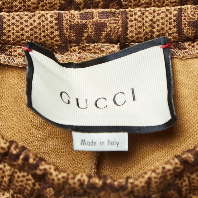 Pre Owned Gucci Brown GG Monogram Technical Jersey Track Pants M