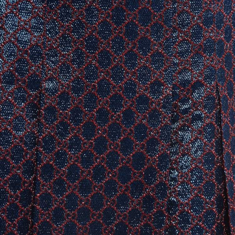 مملوكة مسبقًا Gucci Blue Guccissima Lurex Pleated Mini Skirt M