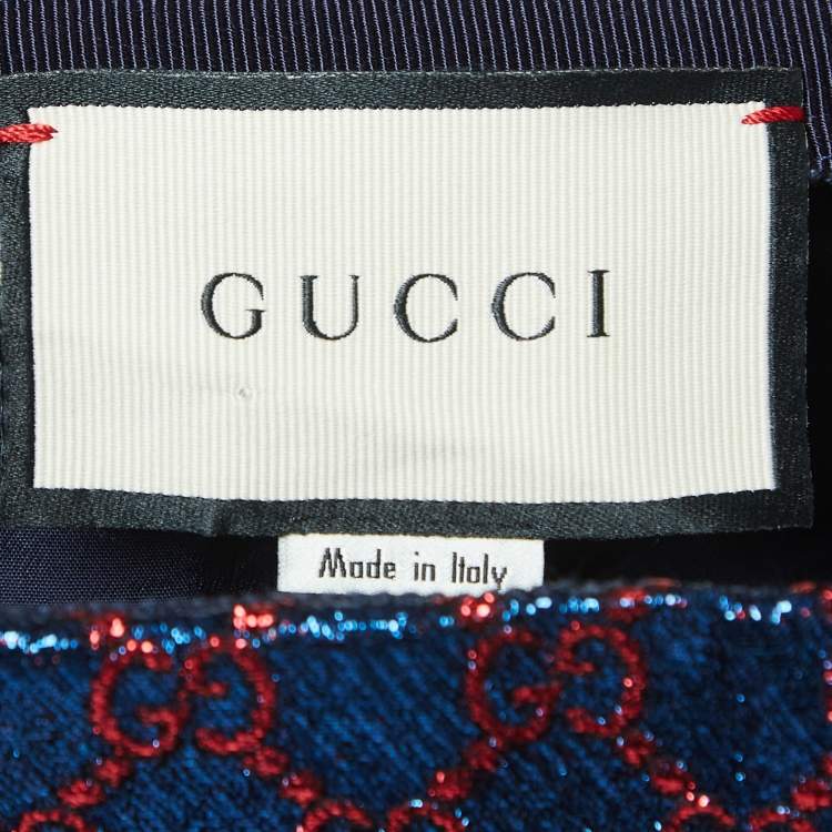 مملوكة مسبقًا Gucci Blue Guccissima Lurex Pleated Mini Skirt M