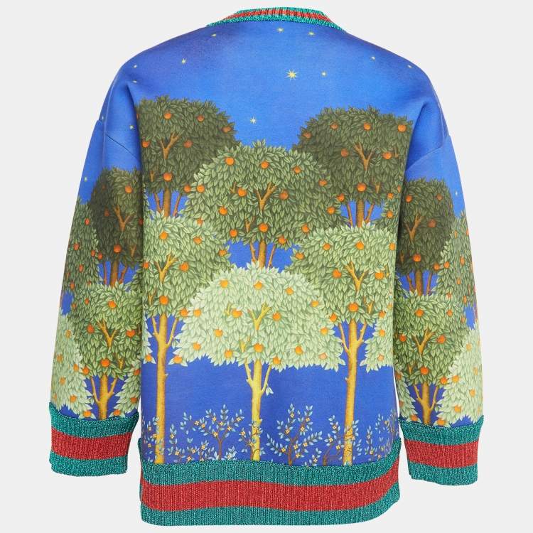 Pre Owned Gucci Multicolor Night Garden Printed Neoprene Sweater L