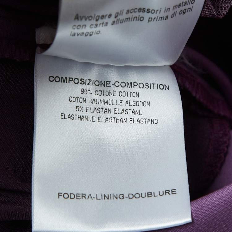 Pre Owned Gucci Purple Cotton Belted Straight Leg Pants M