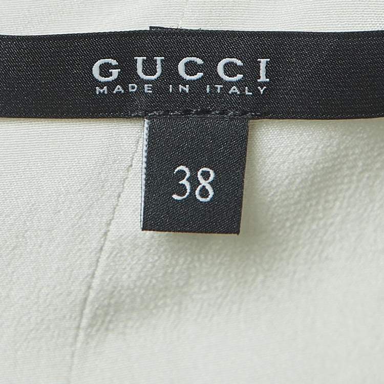 مملوكة مسبقًا Gucci Off-White Printed Silk Cowl Neck Open Back Top S