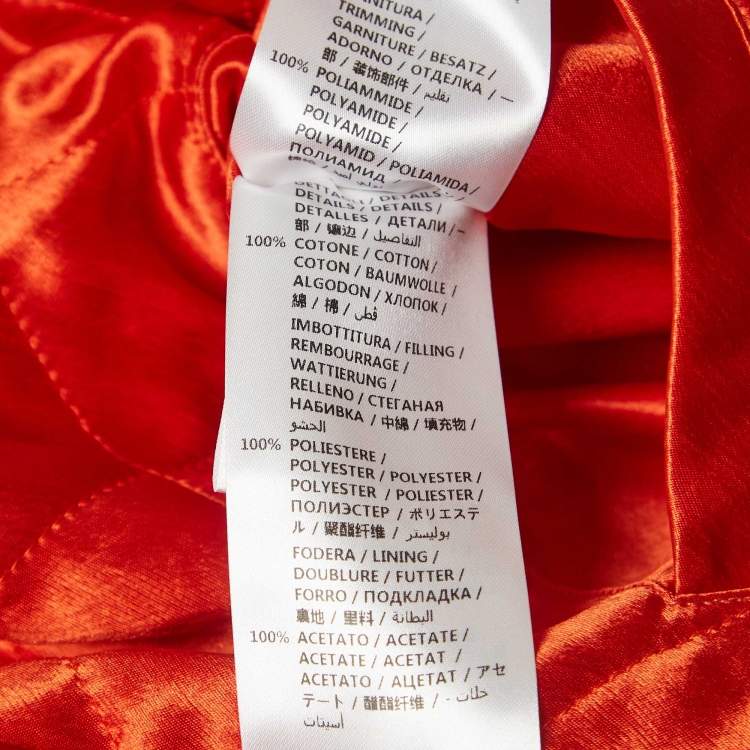 Pre Owned Gucci Orange/Green Quilted Satin Reversable Bomber Jacket XL