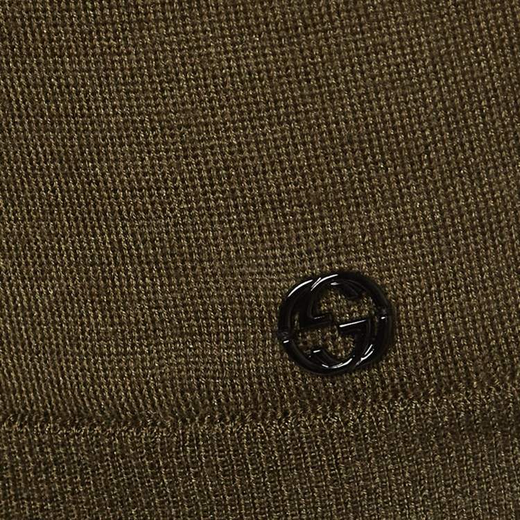 مملوكة مسبقًا Gucci Olive Green Knit Lace Trimmed Sleeveless Top XS