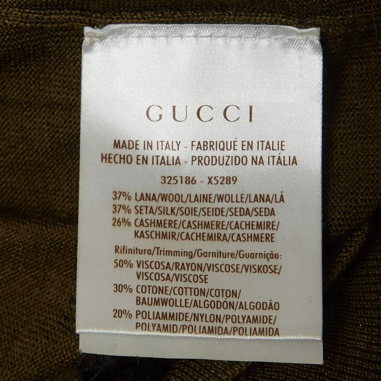 مملوكة مسبقًا Gucci Olive Green Knit Lace Trimmed Sleeveless Top XS