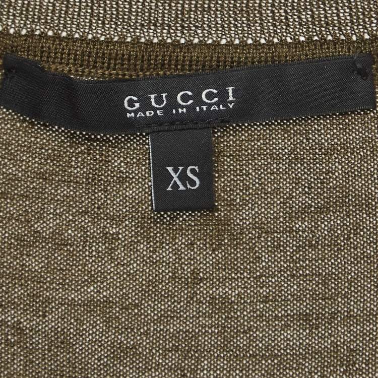 مملوكة مسبقًا Gucci Olive Green Knit Lace Trimmed Sleeveless Top XS