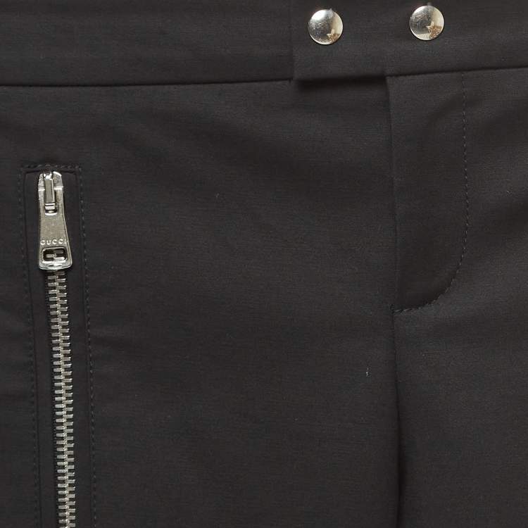 Pre Owned Gucci Black Cotton Zipper Detail Skinny Pants XS