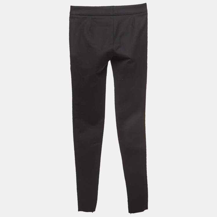 Pre Owned Gucci Black Cotton Zipper Detail Skinny Pants XS