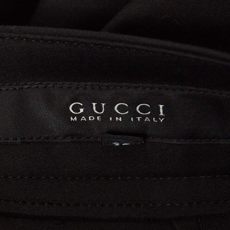 Pre Owned Gucci Black Cotton Zipper Detail Skinny Pants XS