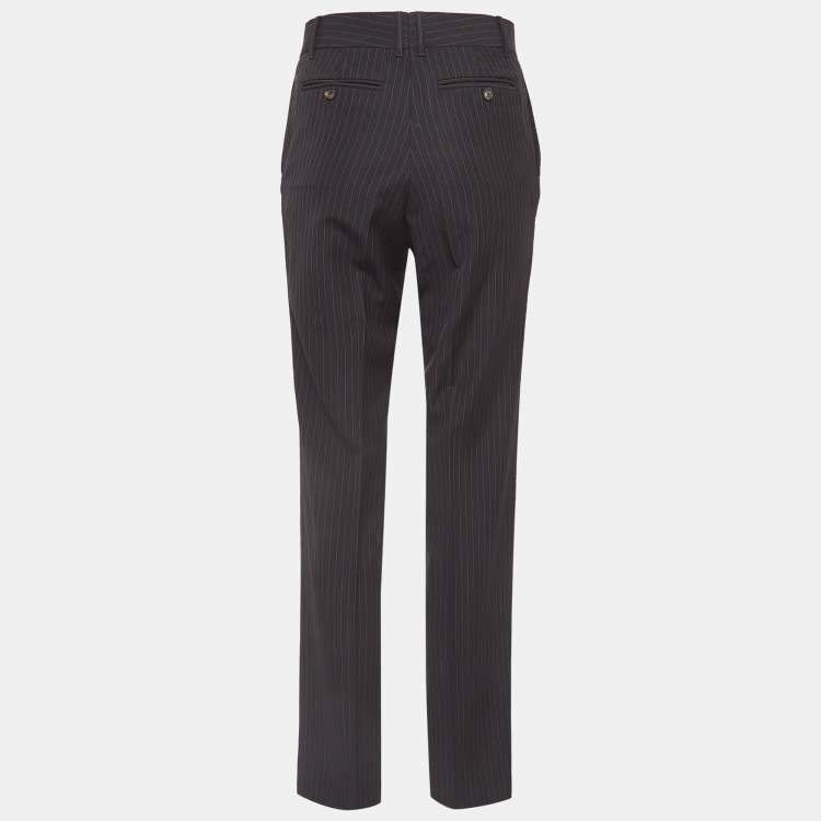 Pre Owned Gucci Black Pinstripe Wool Formal Trousers M
