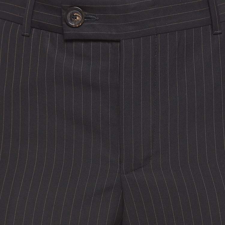 Pre Owned Gucci Black Pinstripe Wool Formal Trousers M